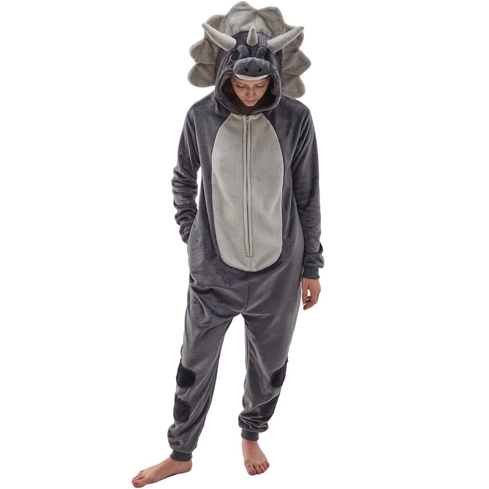 6063 Unisex Adult Triceratops Onesie Pajamas Animal One Piece Costume